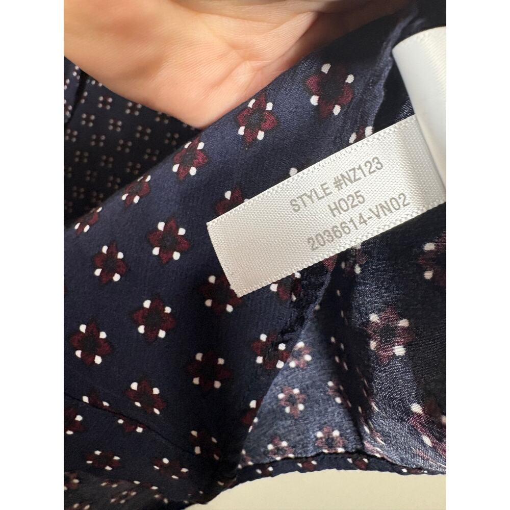 Madewell Size 14 Ruched Midi Shirtdress Navy Foulard Floral Long Sleeves - Picture 13 of 13